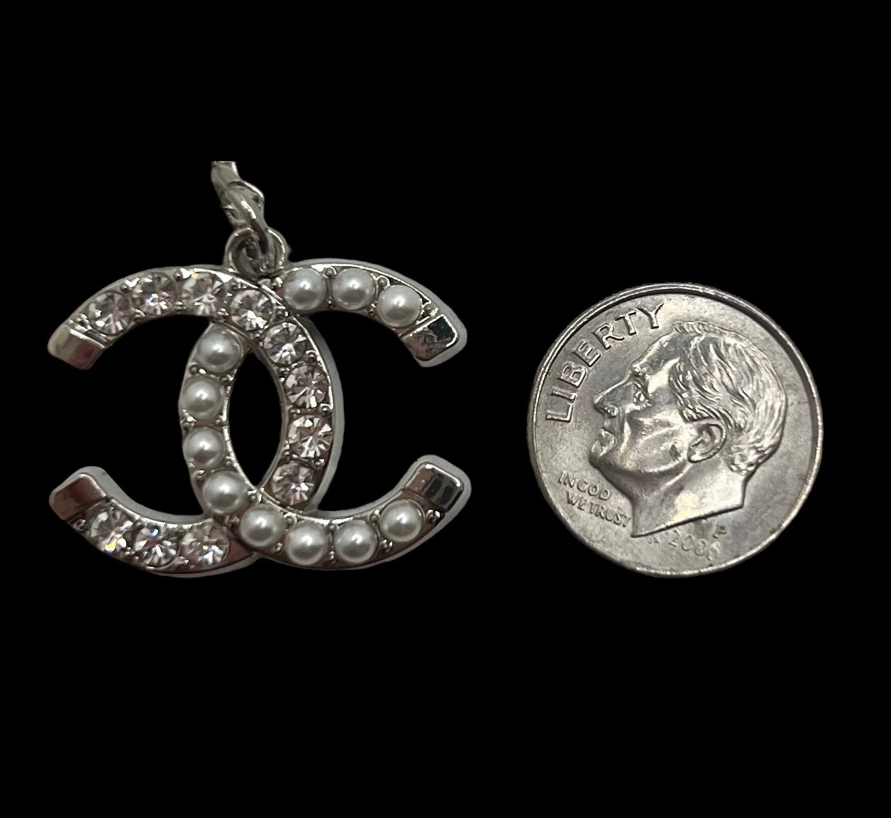 CC Faux Pearl + Crystal in Silver [Style 3] Repurposed Necklace