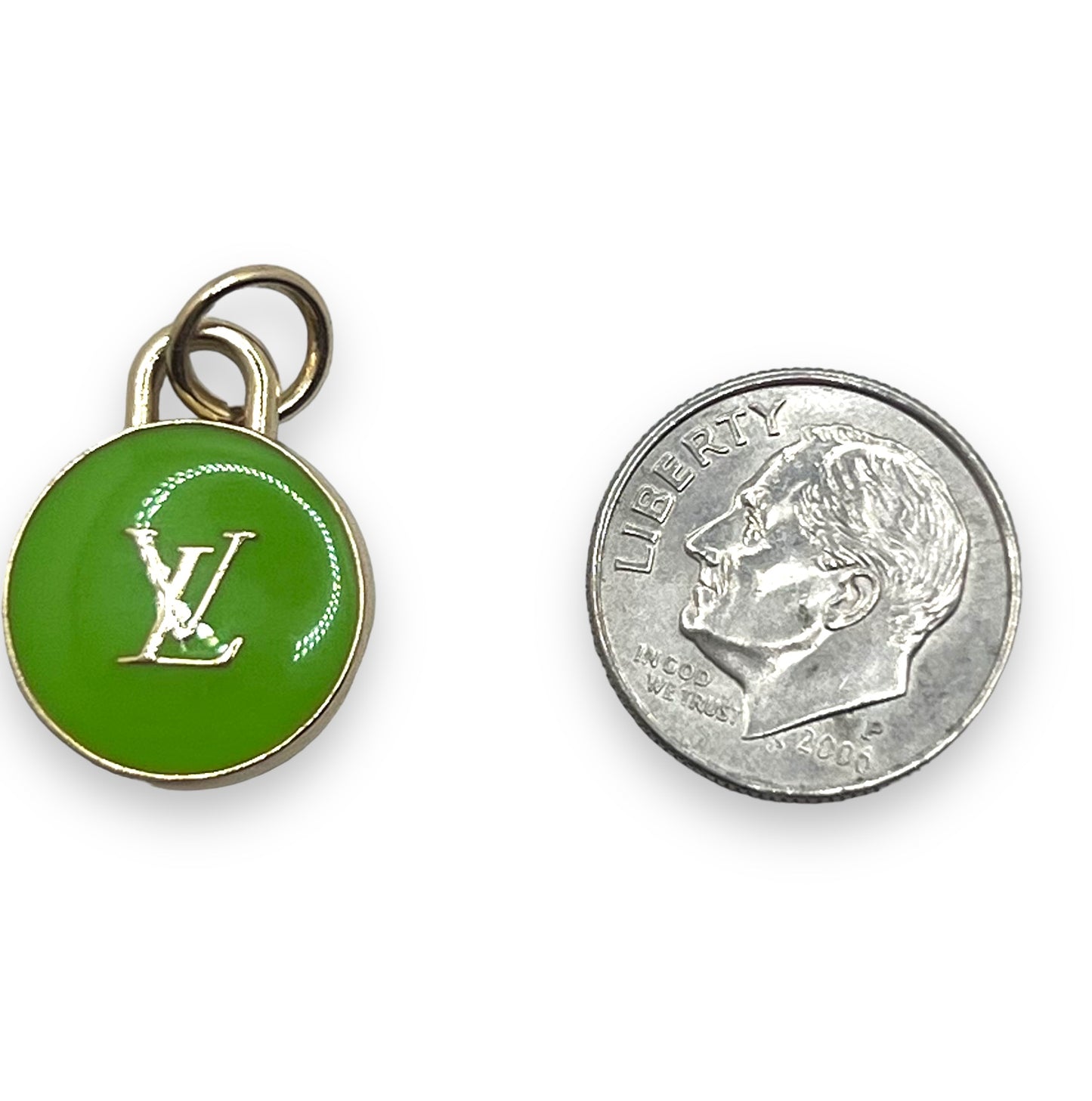 LV Button Lime Green Repurposed Necklace